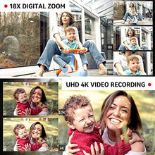 Load image into Gallery viewer, OIEXI UHD 4k Video Camera Camcorder with 18X Digital Zoom,64MP Digital Camera Recorder,4.0-inch Rotating Touchscreen,64GB SD Card,Microphone,Remote Control,Durable Battery(Black)
