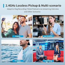 Load image into Gallery viewer, 3-in-1 Wireless Lavalier Microphone - Mini Lapel Mic with Replaceable Adapters Compatible with iPhone Android Camera - Excellent Sound Clip-on Lav Mics for Content Creator
