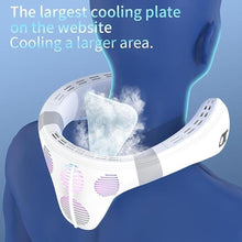 Load image into Gallery viewer, Neck Fan Back-Windy 6000mAh with Cooling Plate Cold Compress Bladeless Portable Quiet Air Conditioner Rechargeable Holiday Essentials for Women Men Outdoor Camping Gardening Walking(White)
