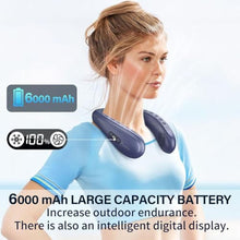 Load image into Gallery viewer, PluvoFan Neck Fan Back-Windy 6000mAh with Cooling Plate Bladeless Portable Quiet Air Conditioner Rechargeable Camping Essentials for Women Men Outdoor Activities Gardening Walking the Dogs(Royal Blue)
