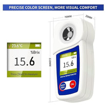 Load image into Gallery viewer, Digital Brix Refractometer Flagfront brix Meter Refractometer Automatic Temperature Compensation Brix Refractometer Range 0-55%?±0.1% Precision for Fruit Juice Coffee
