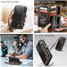 Load image into Gallery viewer, Defencase Compatible with iPhone Xs MAX Case Wallet with RFID Blocking Card Holder for Women Men, Fashion PU Leather Magnetic Snap Flip Zipper Strap Wallet Phone Case Fit for iPhone Xs MAX, Coffee
