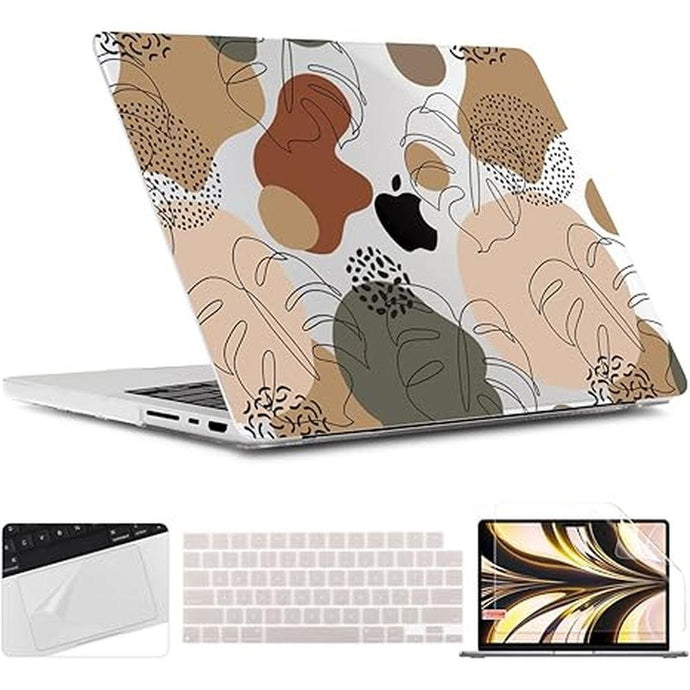 TWOLSKOO Compatible with M4 MacBook Pro 14 inch Case 2024-2021 Release Chip Models M4 M3 M2 M1 Pro Max, Plastic Hard Shell & Keyboard Cover & Trackpad Film & Screen Protector, Geometric Shapes