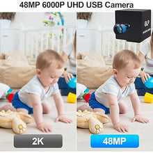 Load image into Gallery viewer, MMlove 8K USB Camera 48MP Webcam 4K 30FPS High Speed Autofocus Lightburn Camera with 70 Degree No Distortion Lens Industrial Security Wabcam for Skype/Zoom/FaceTime/Hangouts,PC/Laptop/Raspberry Pi
