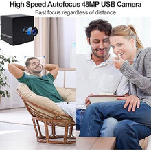 Load image into Gallery viewer, MMlove 8K USB Camera 48MP Webcam 4K 30FPS High Speed Autofocus Lightburn Camera with 70 Degree No Distortion Lens Industrial Security Wabcam for Skype/Zoom/FaceTime/Hangouts,PC/Laptop/Raspberry Pi
