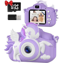 Load image into Gallery viewer, Kids Camera, Toddler Digital Camera for Ages 3-12 Girls Boys Childrens, Christmas Birthday Gifts, Selfie 1080P HD Video Camera for 3 4 5 6 7 8 9 Years Old Little Girls Boys Toys Purple
