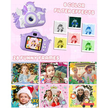Load image into Gallery viewer, Kids Camera, Toddler Digital Camera for Ages 3-12 Girls Boys Childrens, Christmas Birthday Gifts, Selfie 1080P HD Video Camera for 3 4 5 6 7 8 9 Years Old Little Girls Boys Toys Purple
