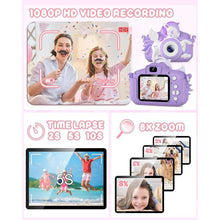 Load image into Gallery viewer, Kids Camera, Toddler Digital Camera for Ages 3-12 Girls Boys Childrens, Christmas Birthday Gifts, Selfie 1080P HD Video Camera for 3 4 5 6 7 8 9 Years Old Little Girls Boys Toys Purple
