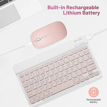 Load image into Gallery viewer, Bluetooth Keyboard and Mouse Combo Rechargeable Portable Wireless Keyboard Mouse Set for Apple iPad iPhone iOS 13 and Above Samsung Tablet Phone Smartphone Android Windows (10 inch Pink)
