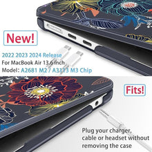 Load image into Gallery viewer, Mektron for 2024 M3 MacBook Air 13.6 Inch A3113 Case Compatible 2022 2023 A2681 M2 Chip with Liquid Retina Display Touch ID, Printed Plastic Hard Shell Cover for MacBook Air 13.6", Dahlia Flowers
