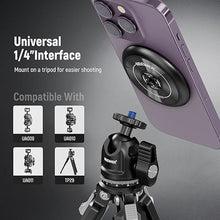 Load image into Gallery viewer, NEEWER Magnetic Phone Tripod Mount Adapter with 1/4" Holes Compatible with iPhone MagSafe Selfie Stick for 15 Pro Max 15 Plus 14 13 12 Pro Max Mini, Phone Holder for Ring Light Video Recording, PA010
