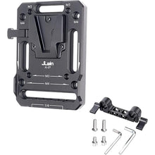 Load image into Gallery viewer, Foto4easy Universal V Mount Battery Plate, Aluminum V-Lock Battery Mount Plate with 15mm Rod Clamp, Built-in M3&amp;M4 and 1/4" Thread Hole Quick Release Plate
