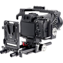 Load image into Gallery viewer, Foto4easy Universal V Mount Battery Plate, Aluminum V-Lock Battery Mount Plate with 15mm Rod Clamp, Built-in M3&amp;M4 and 1/4" Thread Hole Quick Release Plate
