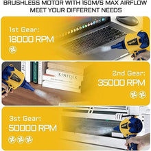 Load image into Gallery viewer, High Volume Compressed Air Duster Compatible with Dewalt 20v Battery- 3 Speeds, 50000RPM Brushless Motor, LED Light, 7 Multi-Use Accessories, Ideal for PC Keyboard, Pool Toy (Tool Only)
