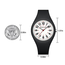Load image into Gallery viewer, GOLDEN HOUR Waterproof Sports Analog Unisex Watches for Nurse Medical Professionals, Students - Military Time Glowing Easy to Read Dial, Jelly Silicone Strap in Black
