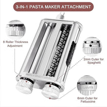 Load image into Gallery viewer, Pasta Maker Attachment for KitchenAid Stand Mixers, 3 in 1 Set Pasta Machine Attachment included Pasta Sheet Roller, Spaghetti Cutter, Fettuccine Cutter
