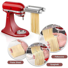 Load image into Gallery viewer, Pasta Maker Attachment for KitchenAid Stand Mixers, 3 in 1 Set Pasta Machine Attachment included Pasta Sheet Roller, Spaghetti Cutter, Fettuccine Cutter
