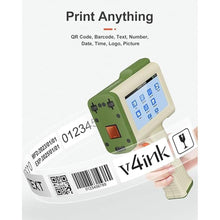 Load image into Gallery viewer, v4ink Handheld Printer BT-HH6105B2 Beige Handheld Inkjet Printer Print 0.5 Inch QR Code Barcode Date Logo Batch Number on Glass Bag Plastic Pipe with Waterproof Fast Dry Ink
