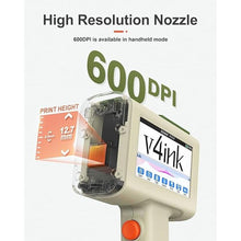 Load image into Gallery viewer, v4ink Handheld Printer BT-HH6105B2 Beige Handheld Inkjet Printer Print 0.5 Inch QR Code Barcode Date Logo Batch Number on Glass Bag Plastic Pipe with Waterproof Fast Dry Ink
