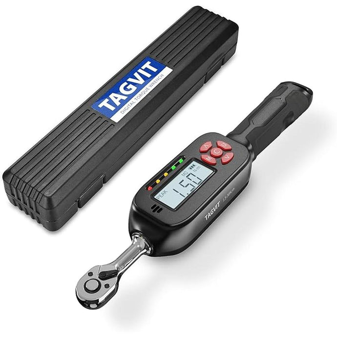 1/4 Inch Drive Digital Torque Wrench, 1.1-22.1Ft.lb/1.5-30Nm Electronic Bike Torque Wrench, ±2% Accuracy with Preset Value, Data Storage, Buzzer and LED Flash Notification for Bicycle Moto
