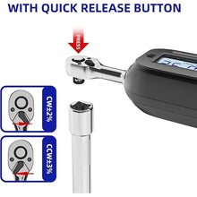 Load image into Gallery viewer, 1/4 Inch Drive Digital Torque Wrench, 1.1-22.1Ft.lb/1.5-30Nm Electronic Bike Torque Wrench, ±2% Accuracy with Preset Value, Data Storage, Buzzer and LED Flash Notification for Bicycle Moto
