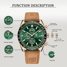 Load image into Gallery viewer, BENYAR Men&#39;s Watch Quartz Movement Chronograph 30M Waterproof Luminous Casual Sports Business Men&#39;s Leather Watch
