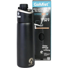 Load image into Gallery viewer, Extreme MIST - GoMist Misting &amp; Drinking Bottle - Personal Mister - Cooling Water Bottle w/Easy-Drink Spout - Stainless-Steel Double Wall Insulated - Portable Mist Bottle - Midnight Black, 25oz/750ml
