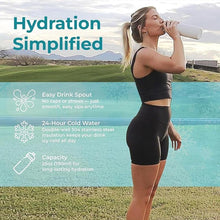 Load image into Gallery viewer, Extreme MIST - GoMist Misting &amp; Drinking Bottle - Personal Mister - Cooling Water Bottle w/Easy-Drink Spout - Stainless-Steel Double Wall Insulated - Portable Mist Bottle - Midnight Black, 25oz/750ml
