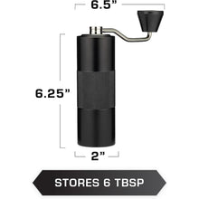Load image into Gallery viewer, COLETTI Crag Manual Coffee Grinder — Hand Coffee Grinder — CNC Burr Precision Hand Grind, Heavy Duty for Travel, Camping, Hiking &amp; Adventure – Includes Brush [Black Coat]
