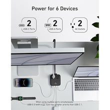 Load image into Gallery viewer, Anker Nano Charging Station(67W Max), 6-in-1 USB C Power Strip for iPhone 15/14 ?MacBook, with Flat Plug and 5ft Thin Undetachable Extension Cord,2 AC&amp;2 USB A&amp;2 USB C, for Home&amp;Office(Ice Lake Blue)

