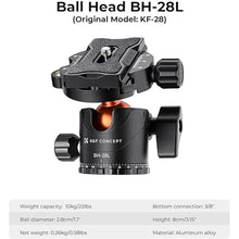 Load image into Gallery viewer, K&amp;F Concept 90 inch/230cm Ultra High Camera Tripod,Horizontal Overhead Shooting Travel Tripods with Metal Ball Head 10KG Load Capacity,Detachable Monopod, for Indoor and Outdoor Use T254A7+BH-28L

