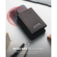 Load image into Gallery viewer, VULKIT Minimalist Leather Rfid Blocking Trifold Wallet Slim Credit Card Holder with 3 ID windows &amp; Zipper Pocket for Men (Brown)
