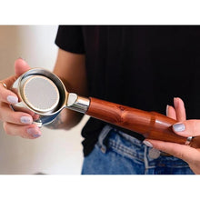 Load image into Gallery viewer, 54mm Bottomless Portafilter Breville Compatible Rosewood Handle &amp; Naked 18-21 Gram Filter Basket Included, Fits Barista Express, Pro, Touch, Bambino, Infuser, Duo Temp Pro
