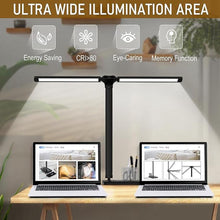 Load image into Gallery viewer, Dimmable LED Desk Lamp with USB Charging Port, 50 Lighting Modes Dual Swing Arm Architect Table Lamp Light Desk Lamp for Home Office Dorm Piano Nail
