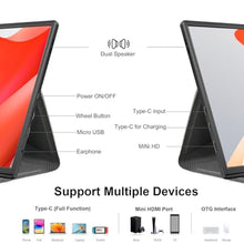 Load image into Gallery viewer, moonka 10.5inch Portable Monitor 1920x1280P FHD IPS Screen USB-C Laptop Second External for Laptop,PC,Mac Phone,PS,Swich,IPS Ultra-Thin Zero Frame Gaming Monitor/Premium Smart Cover
