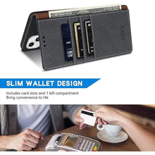 Load image into Gallery viewer, ZZXX for iPhone 15 Wallet Case with [RFID Blocking] Card Slot Kickstand Magnetic Closure Leather Flip Fold Protective Phone Case for iPhone 15 Case Wallet(Grey-6.1 inch)
