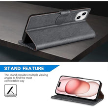 Load image into Gallery viewer, ZZXX for iPhone 15 Wallet Case with [RFID Blocking] Card Slot Kickstand Magnetic Closure Leather Flip Fold Protective Phone Case for iPhone 15 Case Wallet(Grey-6.1 inch)
