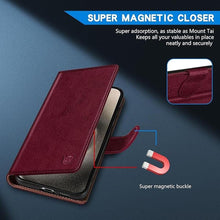Load image into Gallery viewer, ZZXX for iPhone 15 Pro Max Wallet Case with [RFID Blocking] Card Slot Kickstand Magnetic Closure Leather Flip Fold Protective Phone Case for iPhone 15 Pro Max Case Wallet(Wine Red-6.7 inch)
