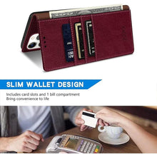 Load image into Gallery viewer, ZZXX for iPhone 15 Pro Max Wallet Case with [RFID Blocking] Card Slot Kickstand Magnetic Closure Leather Flip Fold Protective Phone Case for iPhone 15 Pro Max Case Wallet(Wine Red-6.7 inch)
