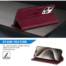 Load image into Gallery viewer, ZZXX for iPhone 15 Pro Max Wallet Case with [RFID Blocking] Card Slot Kickstand Magnetic Closure Leather Flip Fold Protective Phone Case for iPhone 15 Pro Max Case Wallet(Wine Red-6.7 inch)
