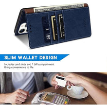 Load image into Gallery viewer, ZZXX for iPhone 15 Pro Max Wallet Case with [RFID Blocking] Card Slot Kickstand Magnetic Closure Leather Flip Fold Protective Phone Case for iPhone 15 Pro Max Case Wallet(Blue-6.7 inch)
