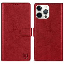 Load image into Gallery viewer, ZZXX for iPhone 15 Pro Max Wallet Case with [RFID Blocking] Card Slot Kickstand Magnetic Closure Leather Flip Fold Protective Phone Case for iPhone 15 Pro Max Case Wallet(Red-6.7 inch)

