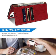 Load image into Gallery viewer, ZZXX for iPhone 15 Pro Max Wallet Case with [RFID Blocking] Card Slot Kickstand Magnetic Closure Leather Flip Fold Protective Phone Case for iPhone 15 Pro Max Case Wallet(Red-6.7 inch)
