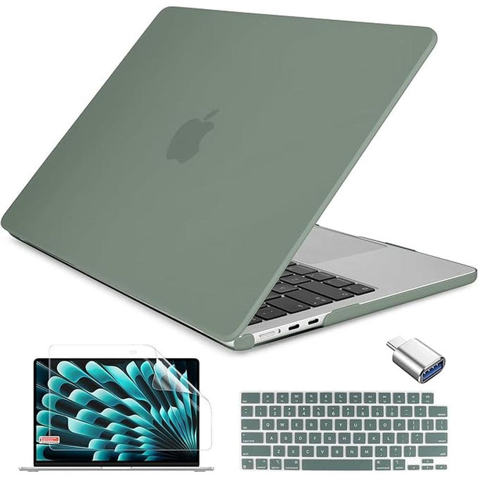 Batianda Compatible with M3 Chip MacBook Air 15 inch Case 2024 2023 Model A3114 A2941 (M2), Rubberized Smooth Touch Plastic Protective Hard Shell with Screen Protector Keyboard Cover, Midnight Green