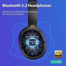 Load image into Gallery viewer, YMOO Bluetooth 5.2 Hybrid Active Noise Cancelling Headphones for Airplane Travel, Wired and Wireless ANC Headphones, 75H Playtime Over Ear Headphones, Bluetooth Headset with Mic for Adults
