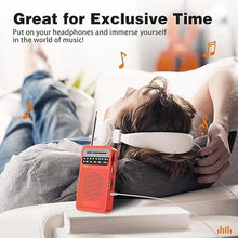 Load image into Gallery viewer, Portable Radio AM FM with Long Range Reception, Goodes Transistor Radio with Loud Speaker, 2AA Battery Operated, Headphone Jack for Indoor, Outdoor and Emergency Use-Red
