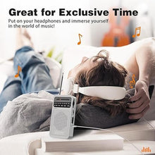 Load image into Gallery viewer, Portable Radio AM FM with Long Range Reception, Goodes Transistor Radio with Loud Speaker, Headphone Jack, 2AA Battery Operated for Indoor, Outdoor and Emergency Use - Silver
