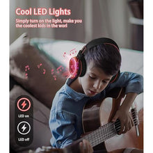 Load image into Gallery viewer, Kids Headphones with LED Lights for School, Upgrade USB Type C Kid Headphone with Microphone, Volume Limiter 85/94dB, Wired On Ear Headphones for Boys/Girls/Tablet/Travel -Black
