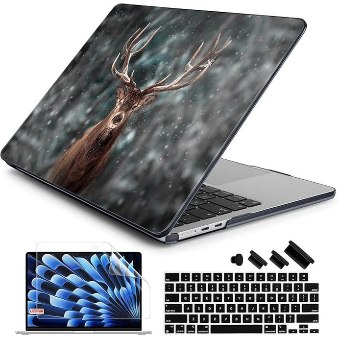 Batianda Premium Case for New MacBook Air 15 inch 2024 2023 with M3 M2 Chip Model A3114/A2941, Designed Protective Plastic Hardshell & Keyboard Cover & Screen Protector, Elk