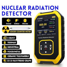 Load image into Gallery viewer, Premium Geiger Counter Radiation Detector, Rechargeable Nuclear Radiation Dosimeter, Portable Handheld Beta Gamma X-ray Monitor Meter with LCD Display, 5 Dosage Units Switched Nuclear Detector
